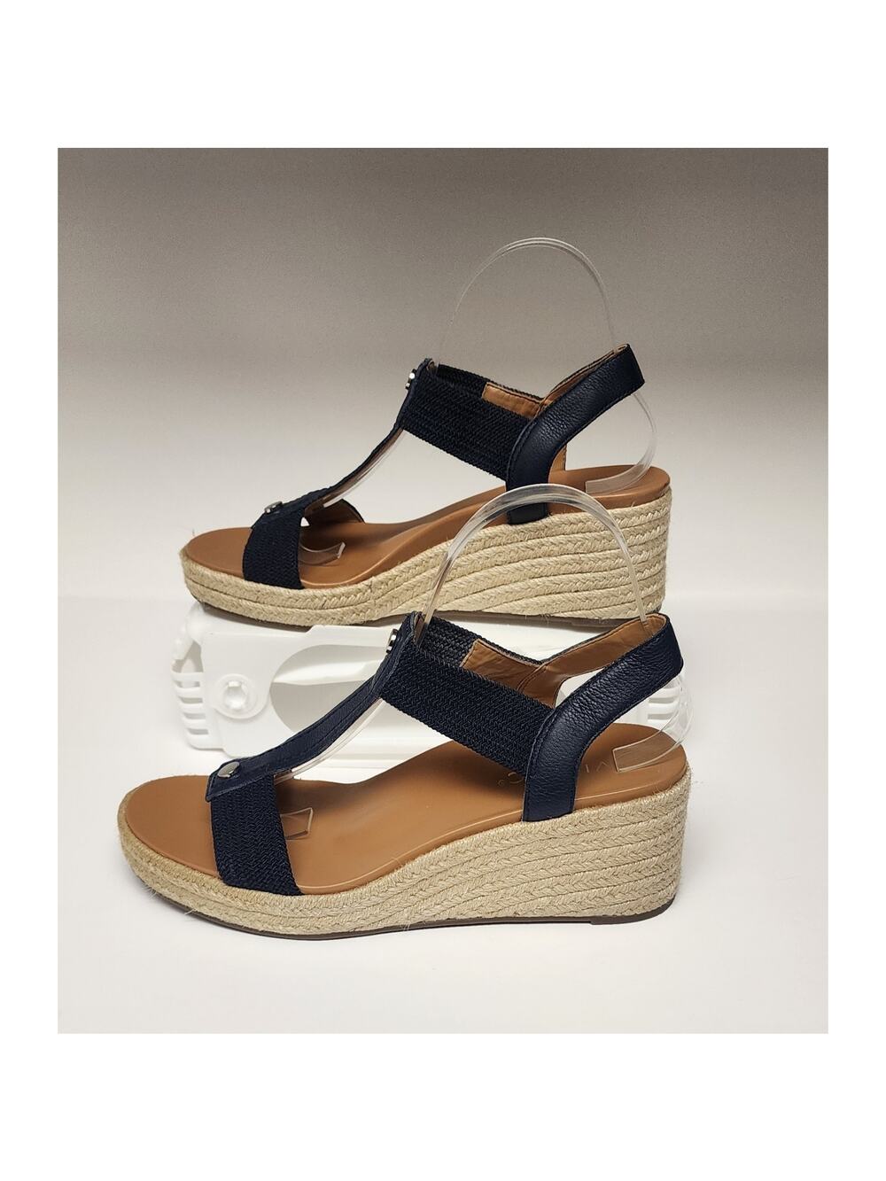 Vionic Navy Wedge Sandals with Espadrille Platform